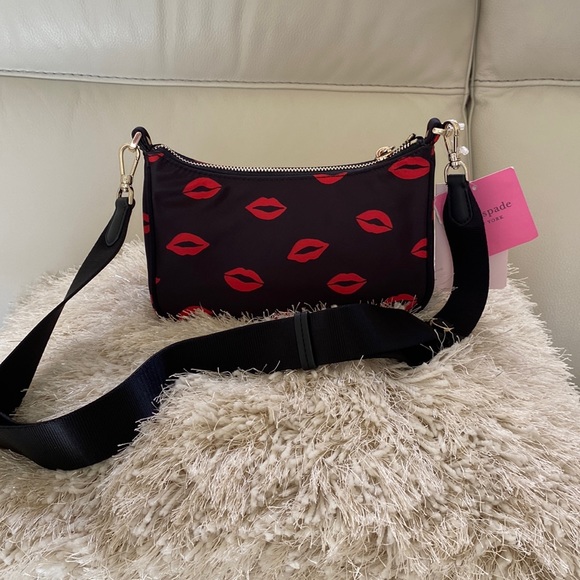 ❣️🎉HOST PICK🎉❣️Kate Spade The Little Better Sam Kisses Crossbody Bag Black/Red - Picture 5 of 11